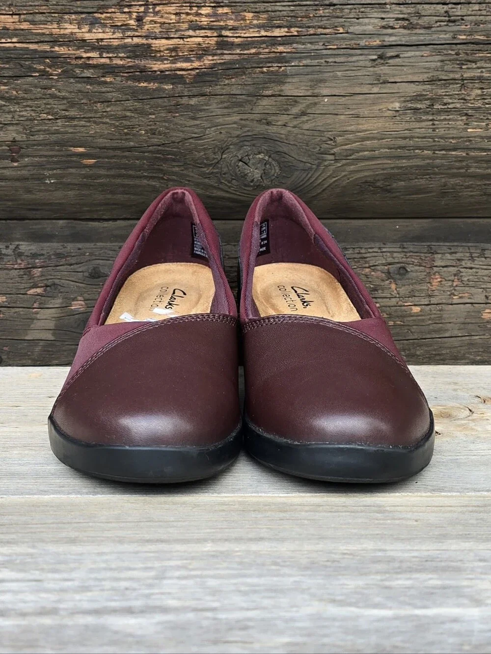 Clarks Suttyn Walk Y2K Office Siren Revival Wine Leather Comfort Wedge 7.5M